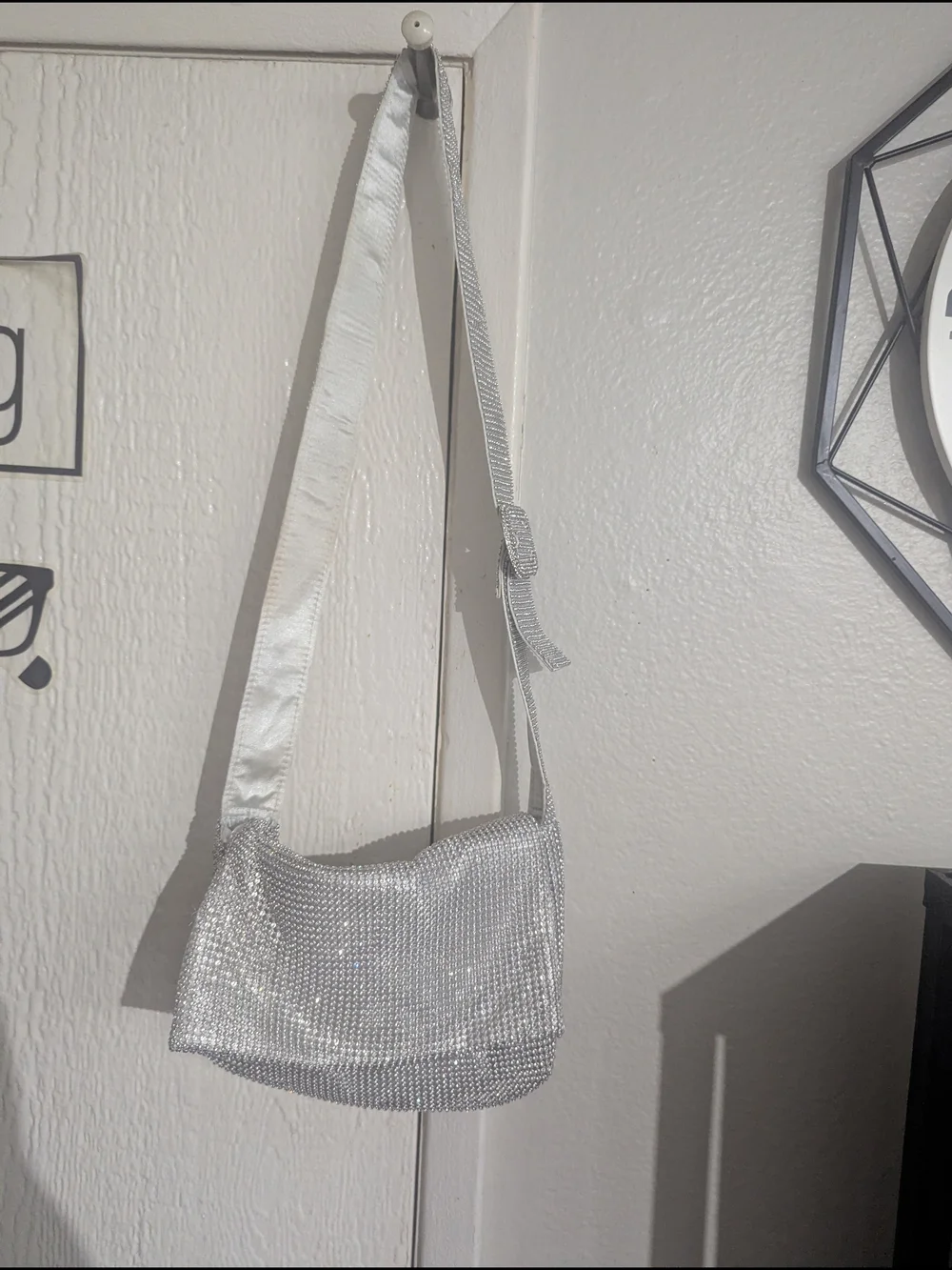Forever 21 Silver Mesh Shoulder Bag with Adjustable Strap